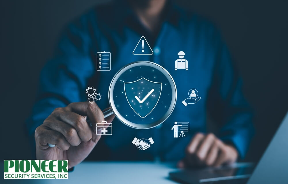 Industry-Compliance-Data-Security-Shield Abstract digital shield icon protecting flowing data lines, symbolizing industry compliance, data security, and regulatory protection.